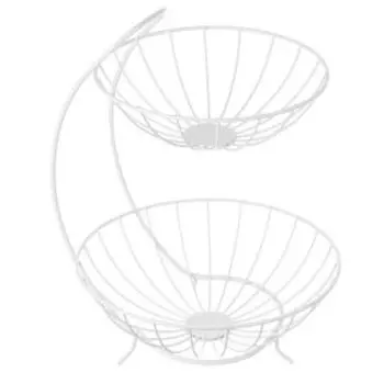 Корзина для фруктов двухъярусная, 28х26.5х35.5 см, металл, белый