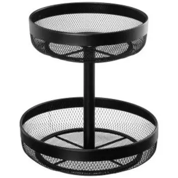 Корзина для фруктов El Casa, 30х30х31 см, двухъярусная, металл, черная