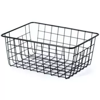 Корзина для хранения Домовой, 28x21x12 см, крупная сетка, металл, черный