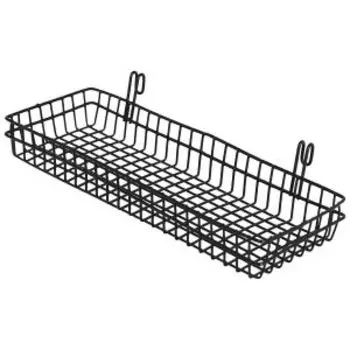 Корзина для хранения Домовой, 40x15x5 см, подвесная для панели, крупная сетка, металл, черный