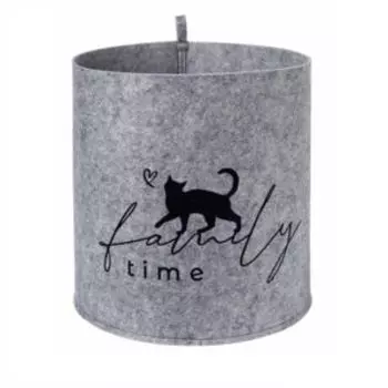 Корзина для хранения EVA Кот Family time, 18 л, 30х30х30 см, войлок, серый