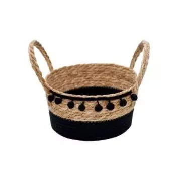 Корзина для хранения Natural House Колумбия, 24х24х13 см, с ручками, натуральный, черный