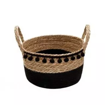 Корзина для хранения Natural House Колумбия, 28х28х17 см, с ручками, натуральный, черный