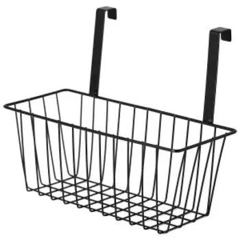 Корзина для хранения подвесная Домовой на дверцу шкафа, 27,5x12x22,5 см, металл, черный