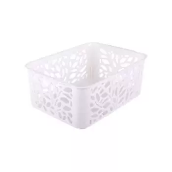 Корзина Полимербыт Leaves с крышкой, 4 л, 25.8х18.6х10 см, пластик, молочный
