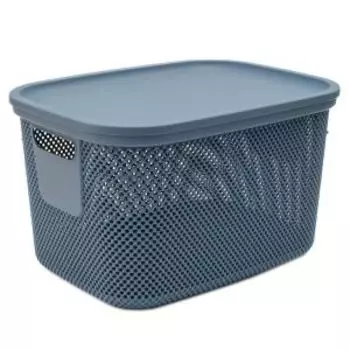 Корзина с крышкой Hobby Life Nickel, 18 л, пластик, синий