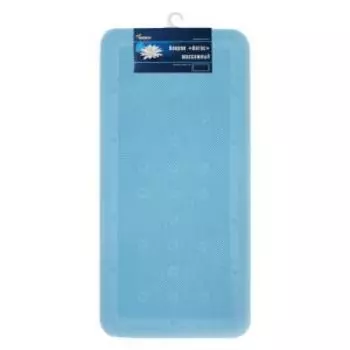 Коврик для ванны Лотос с присосками, 43х90 см, массажный, голубой