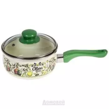 Ковш с крышкой Metrot Олива, 1,65л., эмаль, 193138