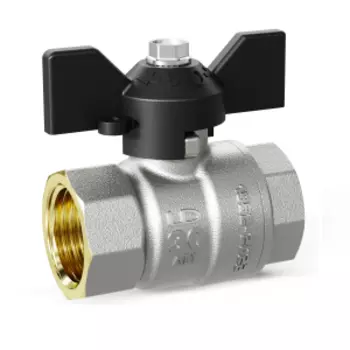 Кран шаровой латунный никелированный 1/2, ВР/ВР бабочка