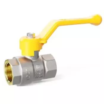 Кран шаровой латунный никелированный, 1/2, ВР/ВР рычаг, газ