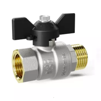 Кран шаровой латунный никелированный 3/4, ВР/НР бабочка