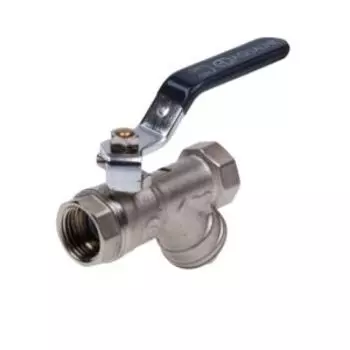 Кран шаровой с косым фильтром ВВ 1/2, ручка, никелированный