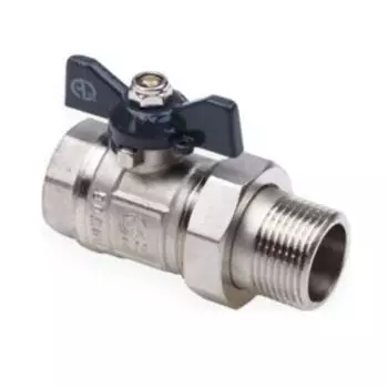 Кран шаровой со сгоном ВН 3/4 U, бабочка, никелированный