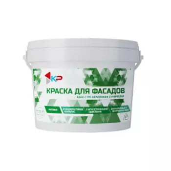 Краска акриловая супербелая КР ВДАК-1190 для фасадов, 3кг
