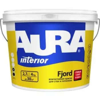 Краска AURA Fjord водно-дисперсионная интерьерная, 2,7 л, белая база А
