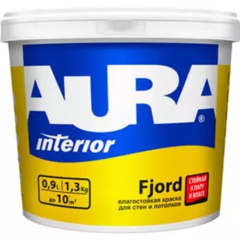 Краска AURA Fjord водно-дисперсионная интерьерная, 0,9 л, белая база А