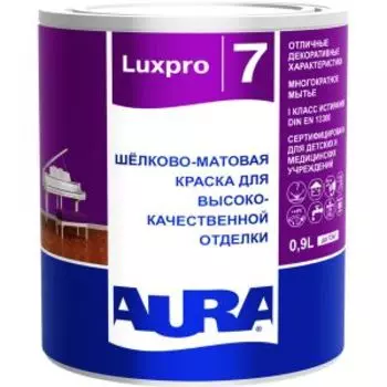 Краска AURA Luxpro 7 водно-дисперсионная интерьерная, 0,9 л, супербелая база А