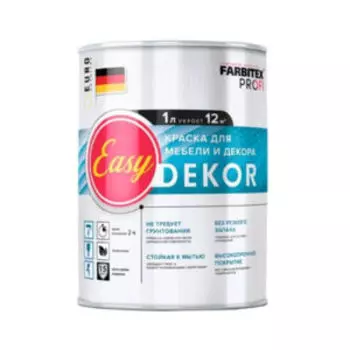 Краска для мебели и декора акриловая FARBITEX Profi EasyDekor, 1 л