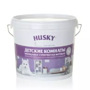 Краска для стен и потолков Husky Детские комнаты, 5 л, база А, моющаяся акриловая