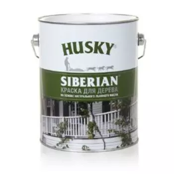 Краска фасадная алкидная Husky Siberian для дерева на льняном масле, 2.7 л, база С, прозрачная, п/матовая