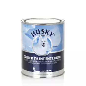 Краска интерьерная износостойкая Husky Super Paint Interior для всех типов помещений, 0.8 л, база С, белоснежная