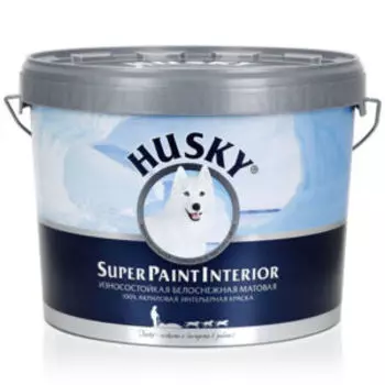 Краска интерьерная износостойкая Husky Super Paint Interior для всех типов помещений, 10 л, база А, белоснежная