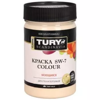 Краска интерьерная Tury SW-7 Color, моющаяся, сочный персик, 0.4 кг, 260 мл
