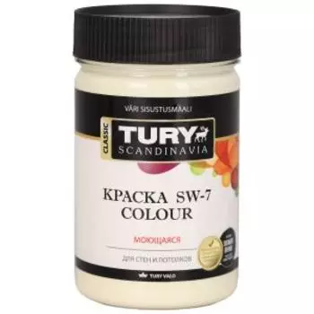 Краска интерьерная Tury SW-7 Color, моющаяся, ваниль, 0.4 кг, 260 мл