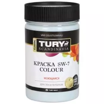 Краска интерьерная Tury SW-7 Color, моющаяся, серая дымка, 0.4 кг, 260 мл