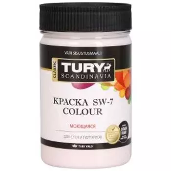 Краска интерьерная Tury SW-7 Color, моющаяся, нежная роза, 0.4 кг, 260 мл