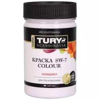 Краска интерьерная Tury SW-7 Color, моющаяся, сирень, 0.4 кг, 260 мл
