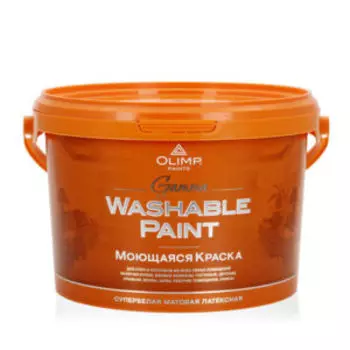 Краска моющаяся акриловая Olimp Gamma для всех типов помещений, 2.7 л, база С, ультрастойкая матовая