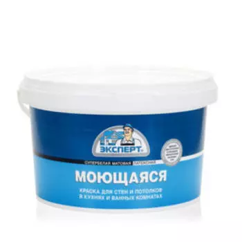 Краска моющаяся Эксперт для стен и потолков, 3 кг, морозостойкая, супербелая