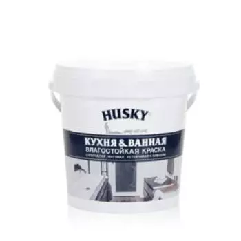 Краска влагостойкая Husky Кухня и Ванная, 0.9 л, база А, супербелая