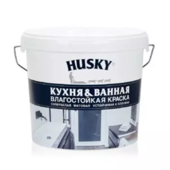 Краска влагостойкая Husky Кухня и Ванная, 5 л, база А, супербелая