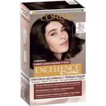 крем-краска д/волос LOREAL Excellence Creme 3U темно-каштановый, 110мл