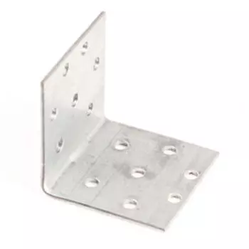 Крепежный уголок равносторонний, 50х50х60х2 мм, белый цинк, 1 шт