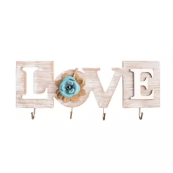 Крючки декоративные Надпись с цветком, 11.5х29.5 см, дерево, в ассортименте