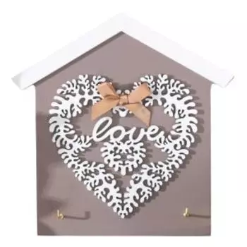 крючки декоративные Сердце из листьев. Дом ,16,5х0,8х16,8 см, дерево, 9371308