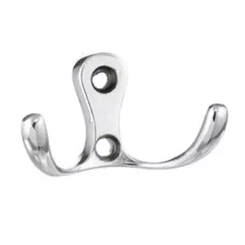 Крючок 2-х рожковый, хром, 1 шт, TECH-KREP