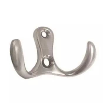 Крючок 2-х рожковый, сатин, 1 шт, TECH-KREP