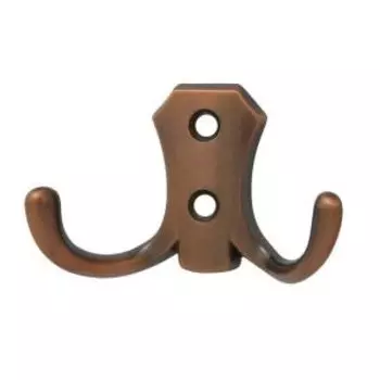 Крючок-вешалка двухрожковый №10, старая медь
