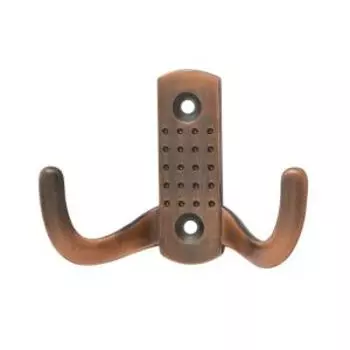 Крючок-вешалка двухрожковый №11, старая медь