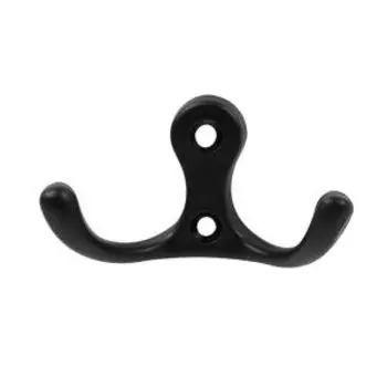 Крючок-вешалка двухрожковый №9, черный