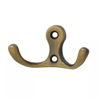 Крючок-вешалка двухрожковый №9, старая бронза