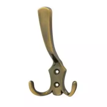 Крючок-вешалка трехрожковый №10, старая бронза
