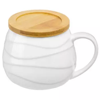 Кружка Айсберг Волны с крышкой, 400 мл, фарфор