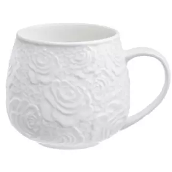 Кружка Белые розы, бочонок, 400 мл, фарфор