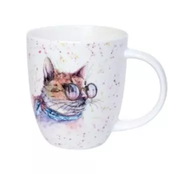 Кружка Cat in glasses, 420 мл, фарфор