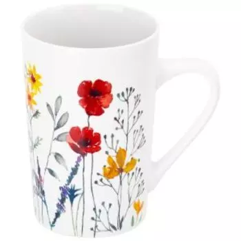 Кружка Цветочное настроение Красные маки, 380 мл, фарфор